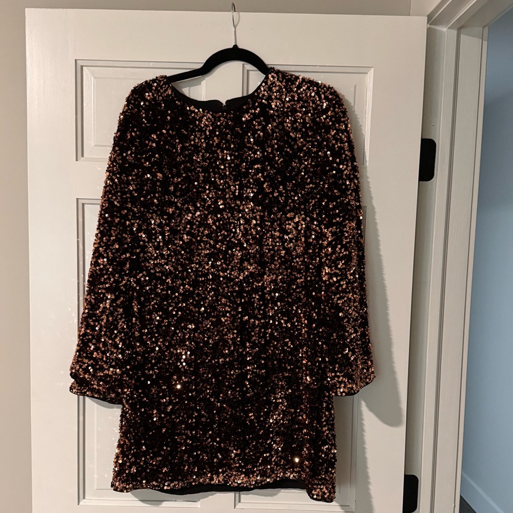 H&M Copper Sequin Shift Dress